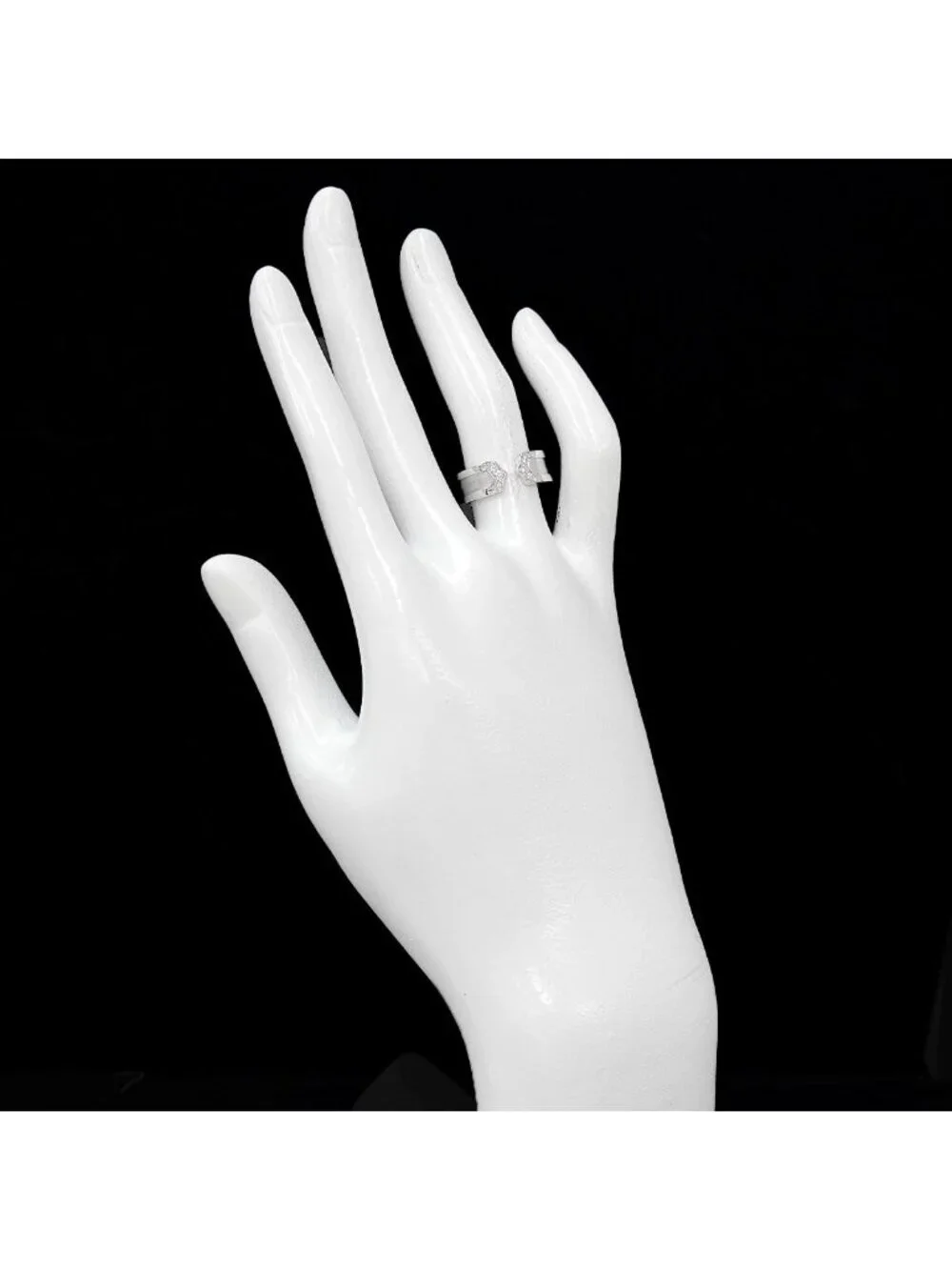 Cartier C2 Small SM 49 Ring Diamond 18K White Gold 2C
